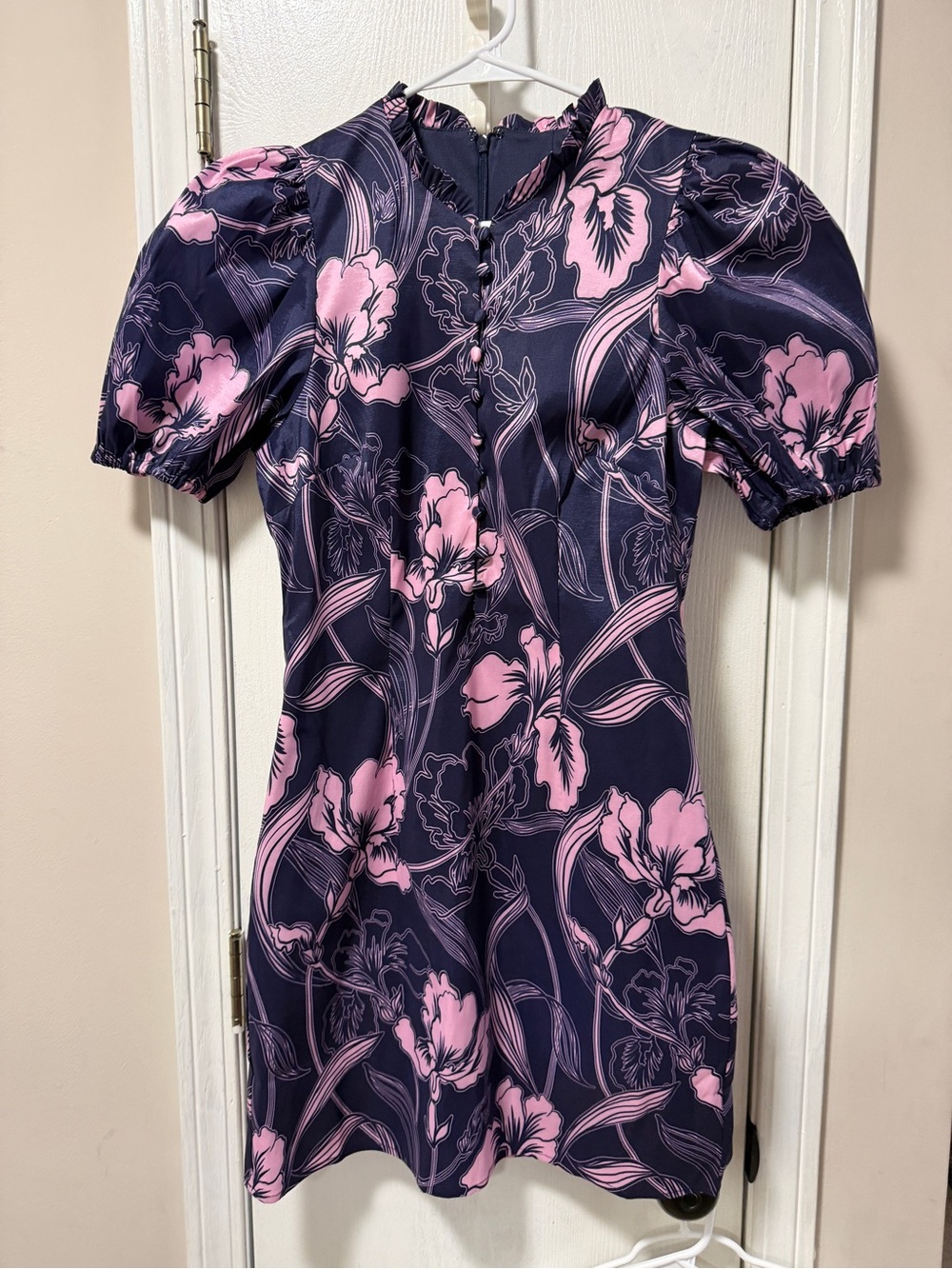 Hutch Navy Dress with Pink Floral Line Print NWT small